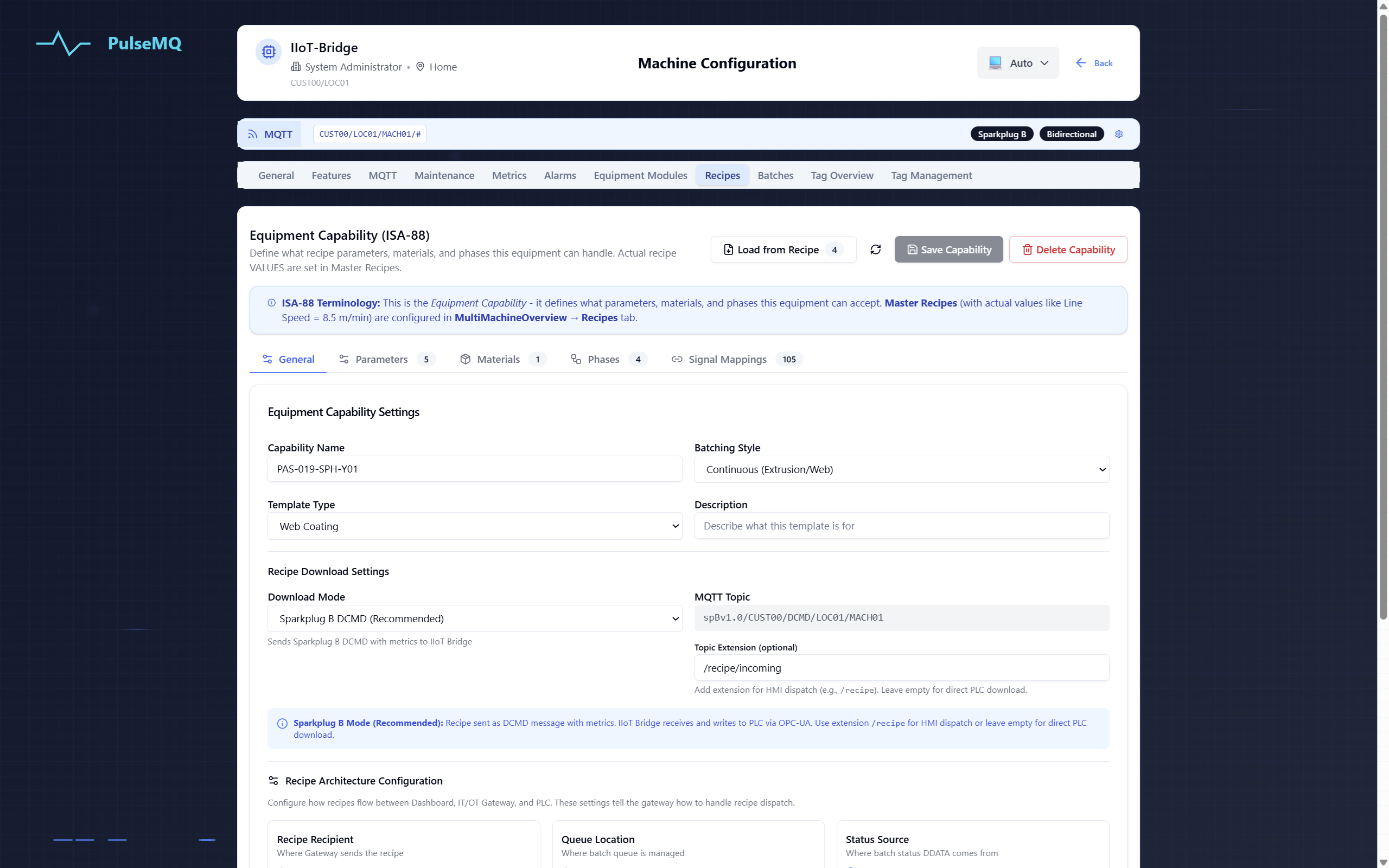 ISA-88 Recipe Configuration